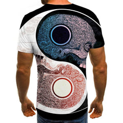 Skull T shirt Men Yin And Yang Tshirts Casual Skeleton Tshirt Printed Funny Funny T shirts