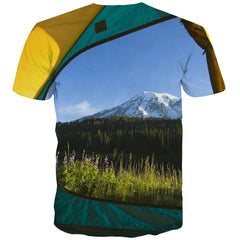 Camping T shirts Men Sunset Tshirts Casual Forest Tshirt Anime Flame Tshirt Printed