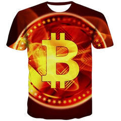 Bitcoin T shirt Men Flame Funny T shirts Red Anime Clothes Retro Shirt Print