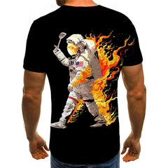 Astronaut T shirt Men Flame Funny T shirts Novel Tshirt Printed Harajuku Tshirts Casual