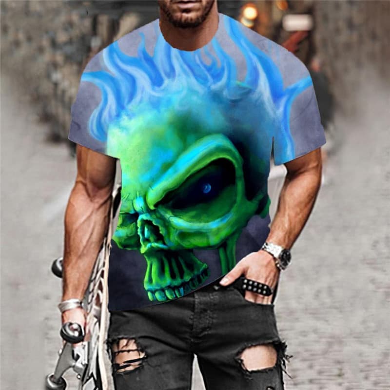 
Skull T-shirt Men Flame Shirt Print Street Funny T shirts Gothic T-shirts 3d
                