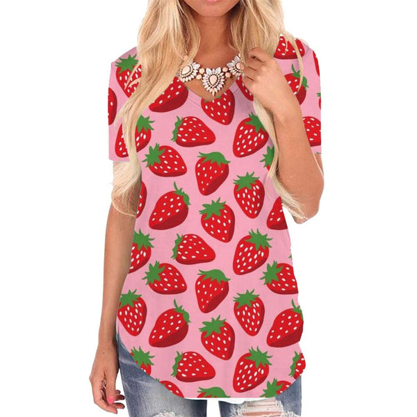 Strawberry T-shirt women Harajuku Shirt Print Red T-shirts 3d Womens Clothing