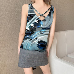 Metal Tank Top Women Engine Vest Printed Gear Sleeveless 3d Technology Vest Print