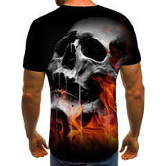 Skull T shirt Men Flame Anime Clothes Skeleton Funny T shirts Black Tshirts Casual