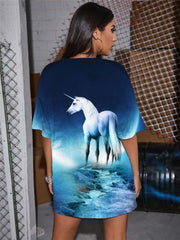 Unicorn T Shirt Women Moon Punk Rock Animal T-shirts 3d Harajuku Gothic