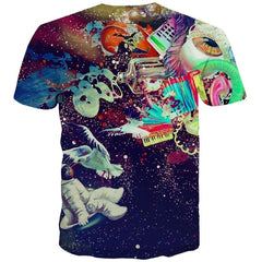 Astronaut T-shirt Men Space Anime Clothes Universe Shirt Print Black Tshirt Printed