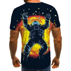 Astronaut T-shirt Men Flame Shirt Print Space Tshirts Casual Earth T-shirts 3d