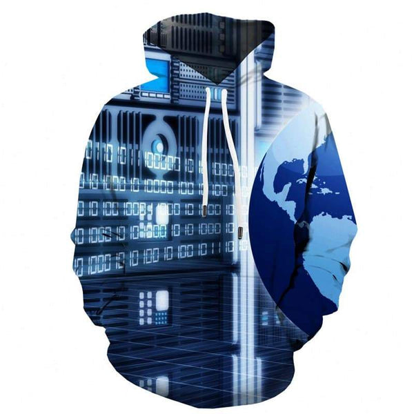 Digital Sweatshirts men Computer Hooded Casual Earth Sweatshirt Printed Technology 3d Printed - KYKU
