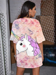 Unicorn T Shirt Women Rainbow Shirt Print Animal Funny T shirts Colorful Summer