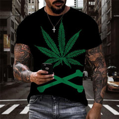 Leaves T shirt Men Bone Funny T shirts Black Tshirts Casual Harajuku Anime Clothes