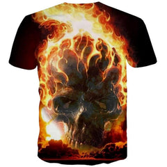 Skull T shirt Men Flame Funny T shirts Party Shirt Print Hip Hop Tshirts Casual