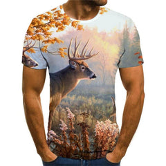 Deer T shirt Men Animal Anime Clothes Landscape Shirt Print Christmas Tshirt Printed