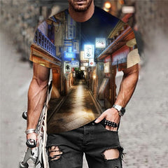 Japan T-shirt Men Landscape T-shirts 3d Harajuku Anime Clothes Mens Clothing