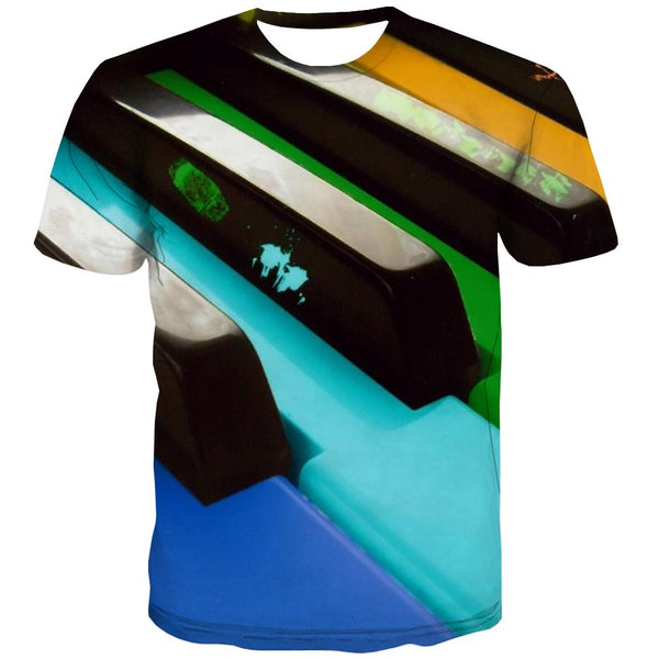 Music T-shirt Men Instrument T-shirts Graphic Retro Tshirts Casual Electronic Shirt Print
