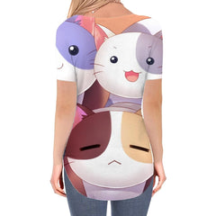 Cat T Shirt Women Animal V-neck Tshirt Lovely Shirt Print Home Funny T shirts Lovely Tshirts Printed