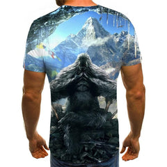 Orangutan T-shirt Men Animal T-shirts 3d Ferocious Tshirts Casual Black Tshirt Printed