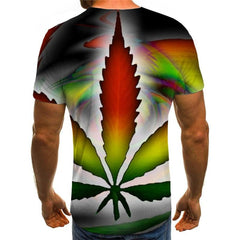 Smoke T shirt Men Colorful Shirt Print Leaves Anime Clothes Colorful Tshirt Printed