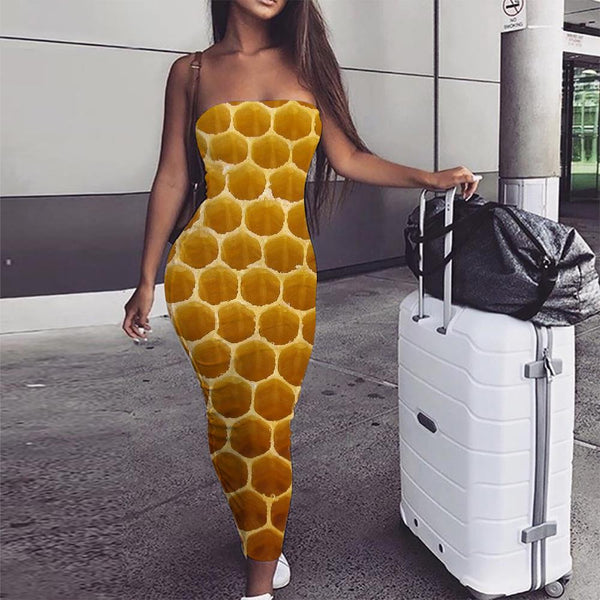 Geometric Dress Women Psychedelic Bodycon Dress Vortex Ladies Dresses Honey Sundress Honeycomb Vestido Sexy - KYKU