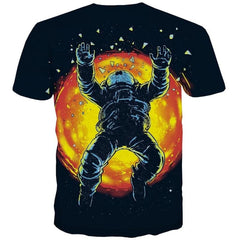 Astronaut T-shirt Men Flame Shirt Print Space Tshirts Casual Earth T-shirts 3d