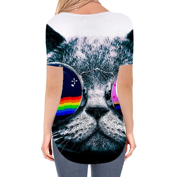 
Cat T Shirt Women Animal V-neck Tshirt Rainbow Shirt Print Harajuku T-shirts 3d
                