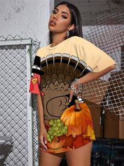 Thanksgiving T Shirt Women Animal Tshirt Printed Maple Leaf Shirt Print