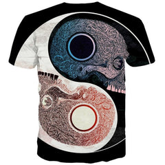 Skull T shirt Men Yin And Yang Tshirts Casual Skeleton Tshirt Printed Funny Funny T shirts
