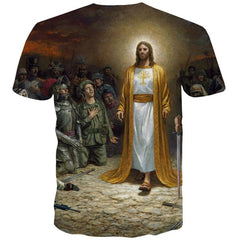Christian T shirt Men Jesus Tshirts Casual Blood Shirt Print War Funny T shirts