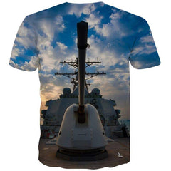 War T shirts Men Military Shirt Print Cloud Tshirts Casual Landscape T shirts Funny - KYKU