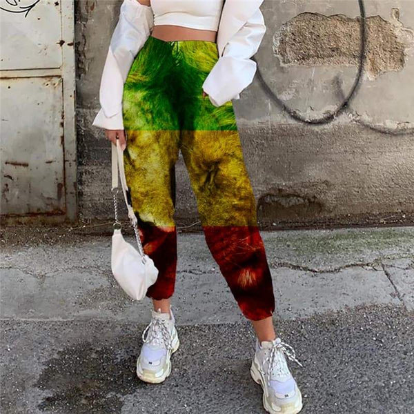 Lion Pants Women Animal High Waist Pants Anime Jogger Pants Love Casual Pant Family 3d Printed - KYKU