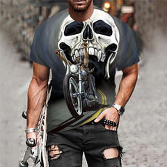 Skull T shirt Men Motorcycle Shirt Print Hip Hop T-shirts 3d Street Anime Clothes