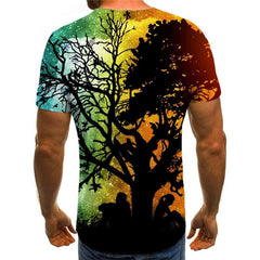 Galaxy T-shirt Men Moon Funny T shirts Tree Anime Clothes Harajuku Tshirts Casual