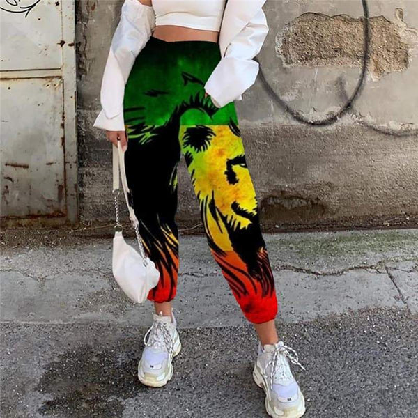 Lion Pants Women Animal Trouser Anime Jogger Pants Colorful High Waist Pants Street 3d Printed - KYKU