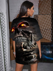 Skull T-shirt Women Punk T-shirts 3d metal Tshirt Printed Womens Clothing