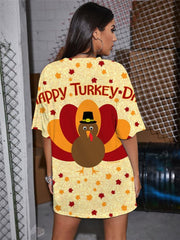 Thanksgiving T-shirt Women Animal Gothic Hip Hop Shirt Print Maple Leaf Funny T shirts