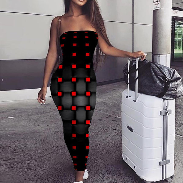 Geometric Dress Women Psychedelic Ladies Dresses Vortex Sundress Black Red sleeveless Stereoscopic Vestido Sexy - KYKU
