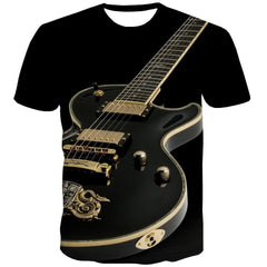 Guitar T-shirt Men Music T-shirts 3d Wooden T shirts Funny Metal T-shirts Graphic