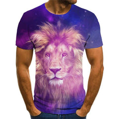 Lion T shirt Men Animal Tshirts Casual Nebula Shirt Print Harajuku T-shirts 3d