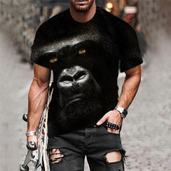 Orangutan T-shirt Men Animal T-shirts 3d Ferocious Tshirts Casual Black Tshirt Printed