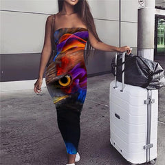 Flame Dress Women Eagle sleeveless Animal Sundress Ferocious Boho