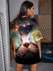 Cat T-shirt Women Animal Summer Galaxy Shirt Print Nebula Punk Rock Hip Hop Tshirt Printed