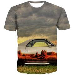 Racing Car T shirts Men Metal Tshirts Novelty City Tshirts Casual Gray Tshirts Cool Retro Tshirt Printed