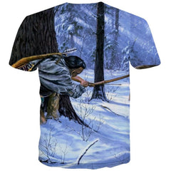 Animal T-shirt Men Hunting Tshirt Printed Landscape Tshirts Casual Snow Anime Clothes