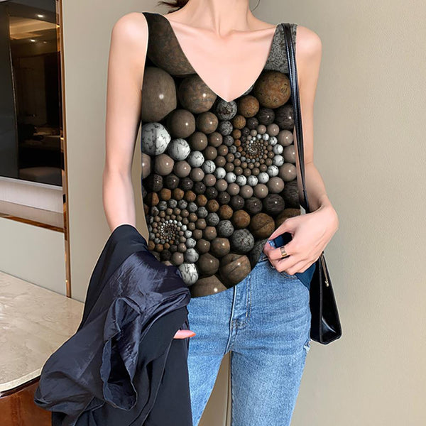 Geometric Tank-Top women Psychedelic Anime Clothes Vortex Vest Printed Three-Dimensional Ball Funny Top - KYKU