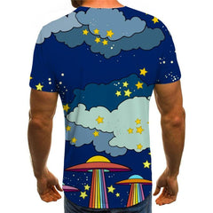 Rainbow T-shirt Men Cloud Shirt Print Ufo Funny T shirts Galaxy Tshirts Casual