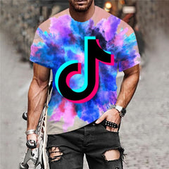 Douyin T-shirt Men Music T-shirts 3d Colorful Tshirts Casual Hip Hop Anime Clothes