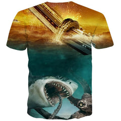 Shark T shirt Men Ocean Tshirts Casual Animal Shirt Print Black Anime Clothes