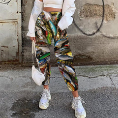 Fish Trousers Women Fisherman Casual Pant Animal High Waist Pants Tropical Jogger Pants Fishinger 3d Printed