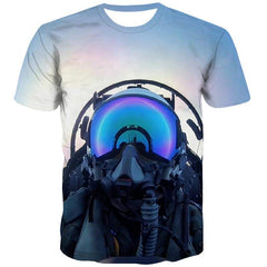 Sky T-shirt Men Helicopter Tshirts Cool Military T shirts Funny Metal Tshirt Printed War Tshirts Casual - KYKU