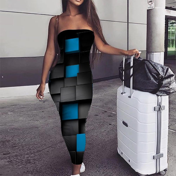 Geometric Dress Women Psychedelic Ladies Dresses Vortex Sundress Black Boho Stereoscopic Party - KYKU