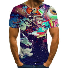 Astronaut T shirt Men Galaxy Anime Clothes Colorful Tshirt Printed Art Shirt Print
